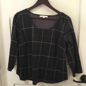 Ladies Cleo Top Black with white and plum accents